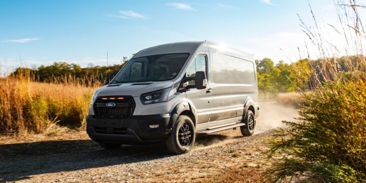 The new 2023 Transit Trail van continues the Ford tradition of providing travelers with vans, trucks and chassis built for life on and off the road. (2023 Ford Transit Trail available Fall 2022. Preproduction model shown. Always consulate Owner's Manual before off-road driving, know your terrain trail difficult, and use appropriate safety gear.)